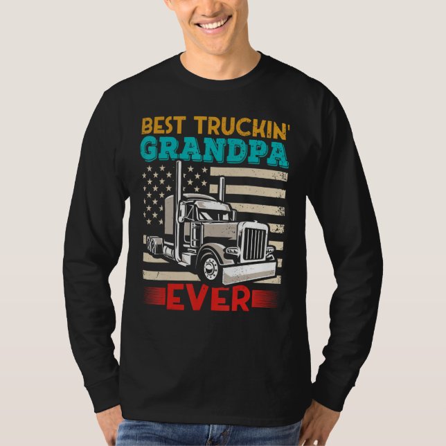 Camiseta American Flag Best Truckin Grandpa US Semi Truck D (Anverso)