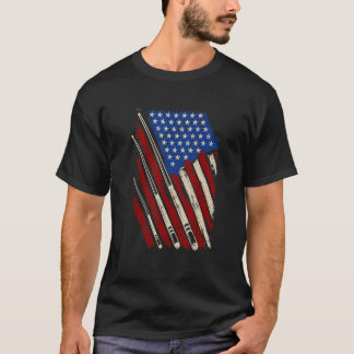 Camiseta American Flag Billiard Stick Table Game USA Indepe