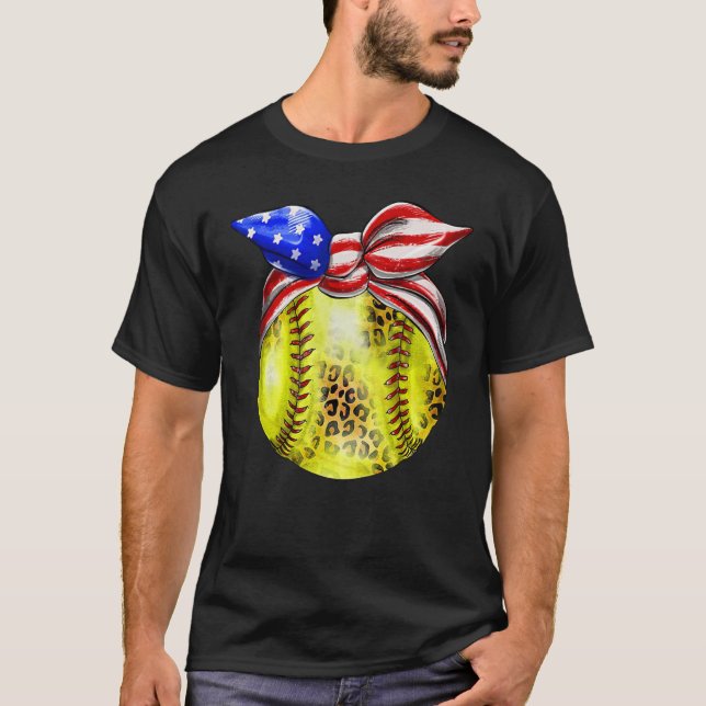 Camiseta American Flag Bnadana Baseball Red White Blue 4th  (Anverso)