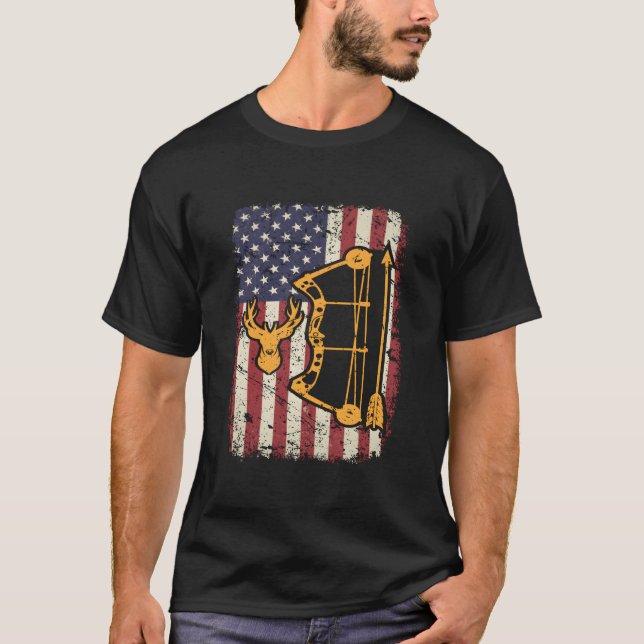 Camiseta American Flag Bowhunting Bow Archery Usa Deer Hunt (Anverso)