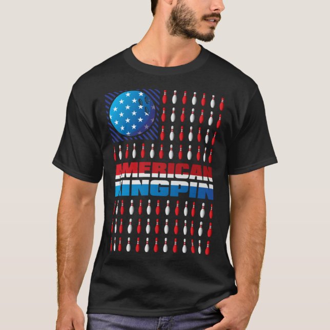 Camiseta American Flag Bowling Kingpin Bowling  For Men You (Anverso)