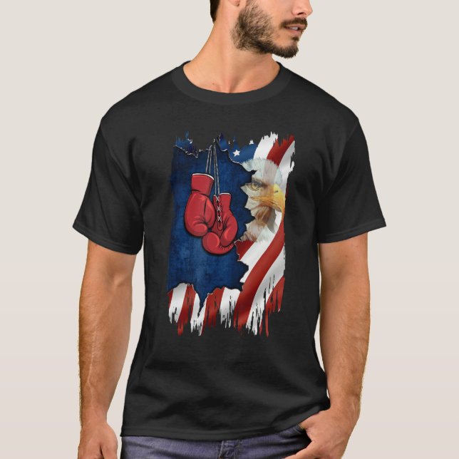 Camiseta American Flag Boxer  Boxing  For Mens 4th July Day (Anverso)