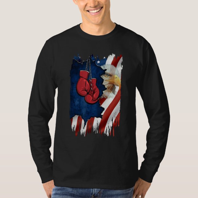 Camiseta American Flag Boxer  Boxing  For Mens 4th July Day (Anverso)