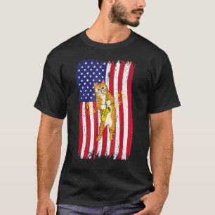 Camiseta American Flag Cat Playing Saxophone Cat