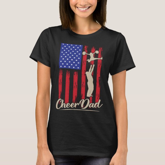 Camiseta American Flag Cheer Dad 4th of July Patriotic Prou (Anverso)