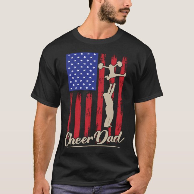 Camiseta American Flag Cheer Dad 4th of July Patriotic Prou (Anverso)