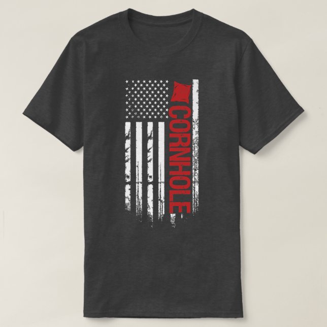 Camiseta American Flag cornhole USA Patriotic Father's Day  (Diseño del anverso)