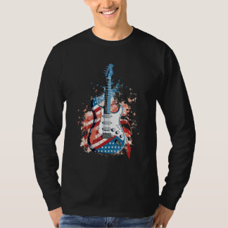 Camiseta American Flag Country Music Guitar Patriotic 4th o