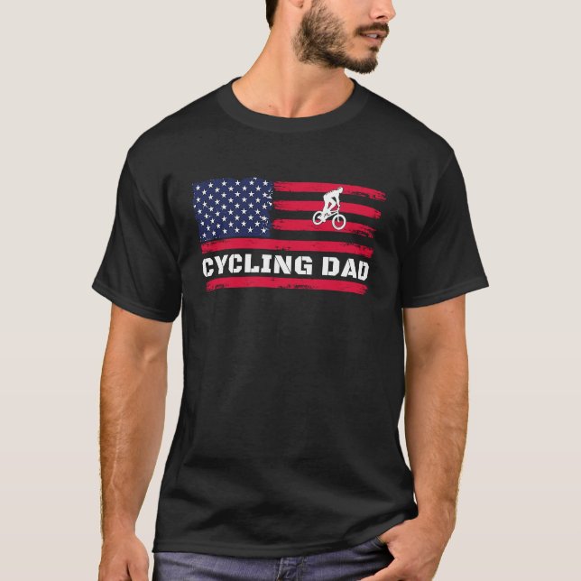 Camiseta American Flag Cycling Dad Father's Day (Anverso)