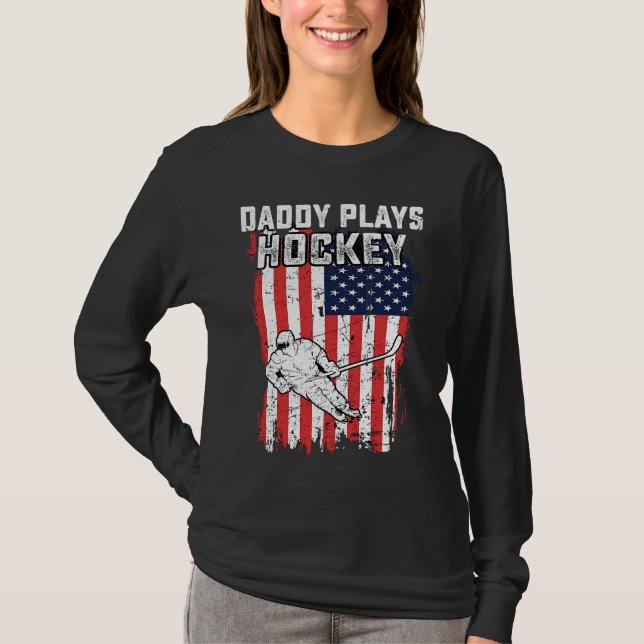 Camiseta American Flag Daddy Hockey USA Patriotic 4th Of Ju (Anverso)