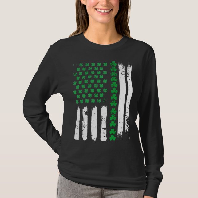 Camiseta American Flag DayShamrock USA Flag St Patick s day (Anverso)
