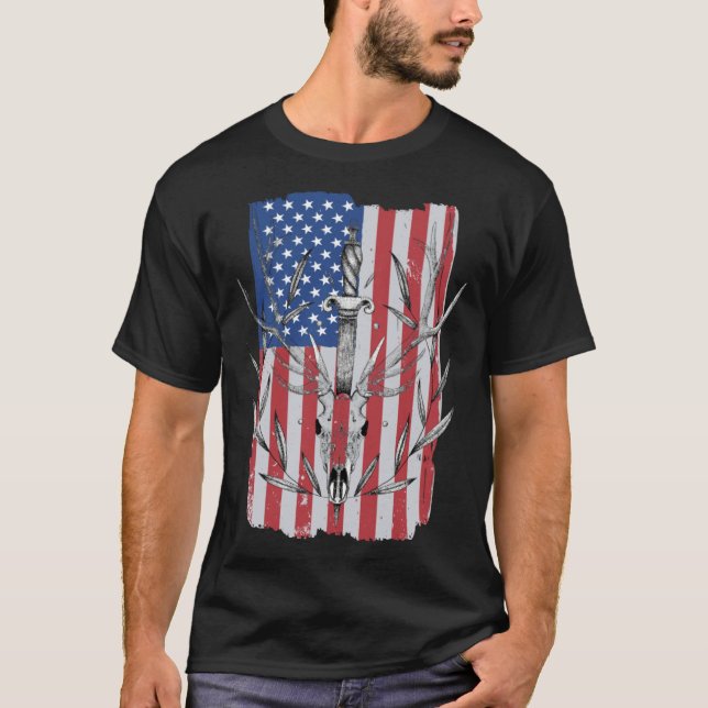 Camiseta American Flag Deer Hunting (Anverso)