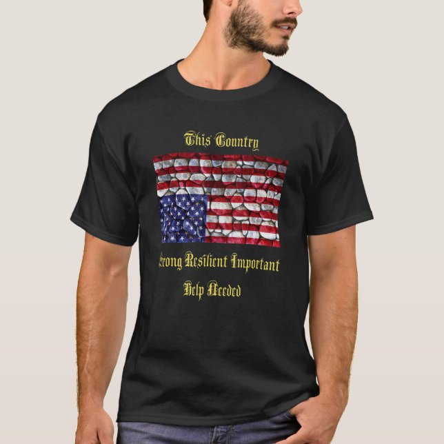 Camiseta American Flag Distress Upside Down Rocks (Anverso)