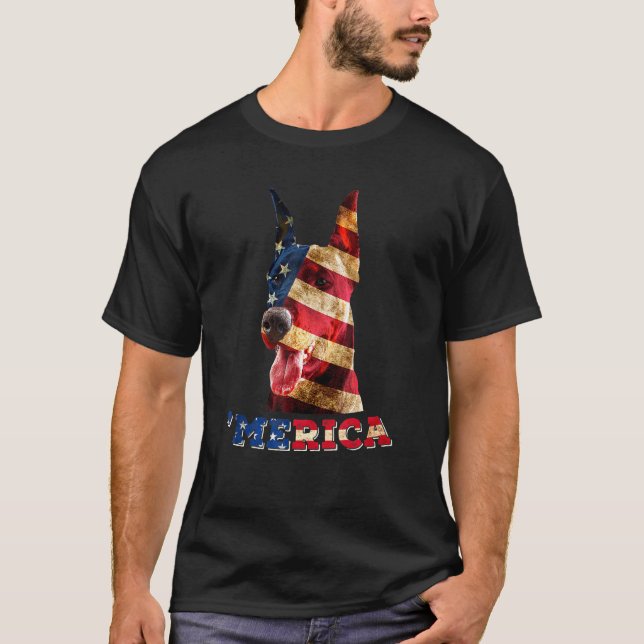 Camiseta American Flag Doberman Dog 4th Of July Dog (Anverso)