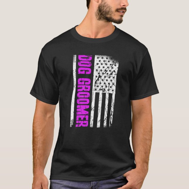 Camiseta American Flag Dog Groomer Premium (Anverso)