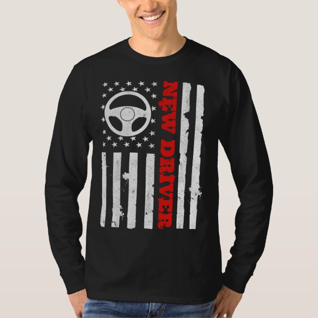 Camiseta American Flag Driver s License USA Driving Teen Ne (Anverso)