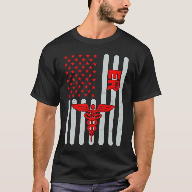 Camiseta American Flag ER Nurse Emergency Nursing Assistant (Anverso)