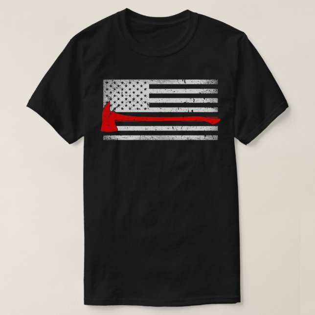 Camiseta American Flag Fire Fighter Red Axe Gifts for Firem (Diseño del anverso)