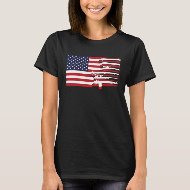 Camiseta American Flag Firearms Weapons USA 4th of July (Anverso)