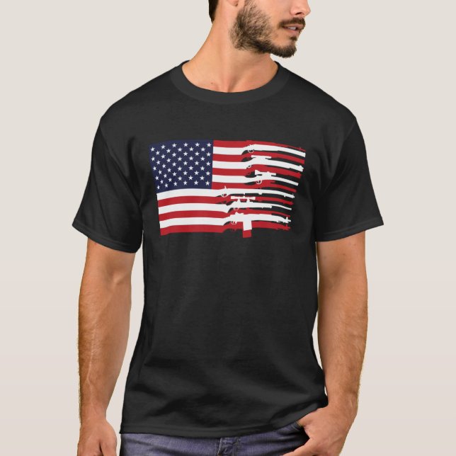 Camiseta American Flag Firearms Weapons USA 4th of July (Anverso)