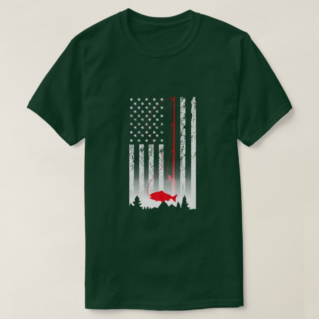 Camiseta American Flag Fishing Rod USA Patriotic Lover Prem (Diseño del anverso)
