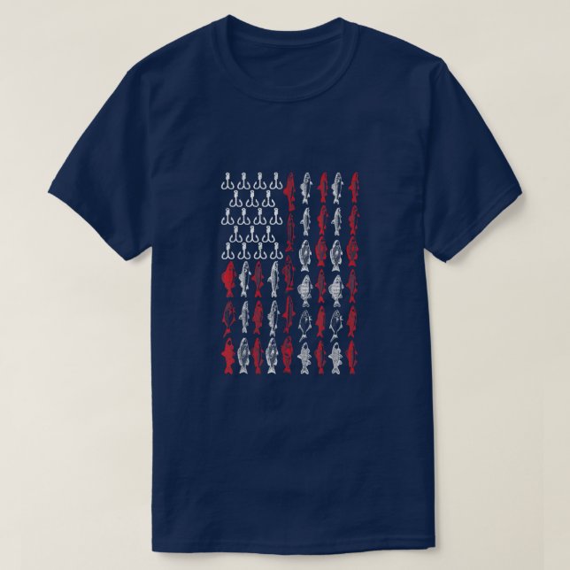 Camiseta American Flag Fishing T shirt, Bass Pro Fish 4th O (Diseño del anverso)