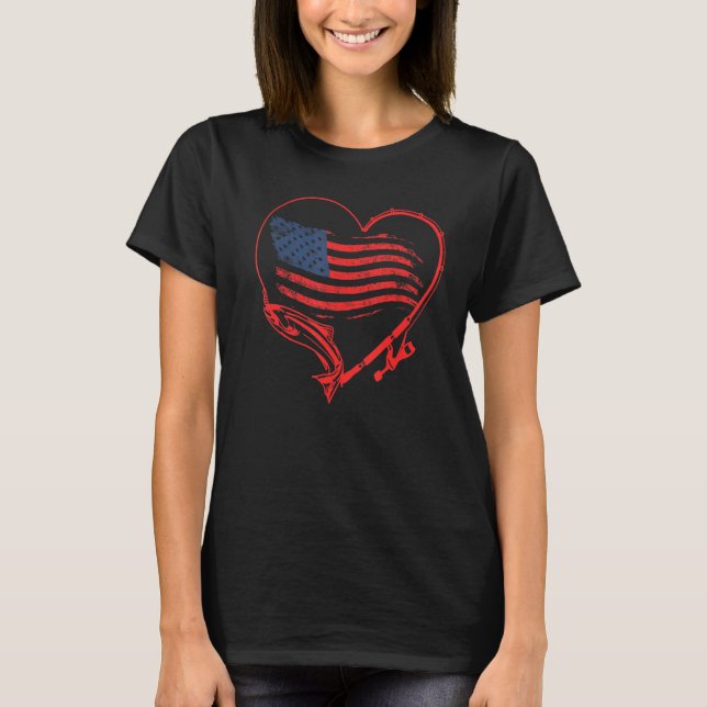 Camiseta American Flag Fishing Vintage Fisherman (Anverso)