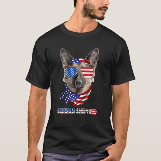 Camiseta American Flag German Shepherd Dog (Anverso)