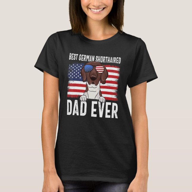 Camiseta American Flag German Shorthaired Dad Dog  Father's (Anverso)