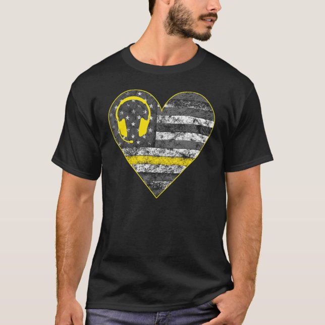 Camiseta American Flag Gold Line - American Job 911 Dispatc (Anverso)