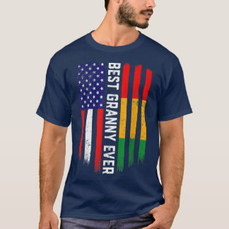 Camiseta American Flag & Guinea Flag Best Granny Ever 