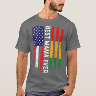 Camiseta American Flag & Guinea Flag Best Mama Ever 