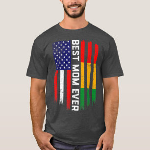 Camiseta American Flag & Guinea Flag Best Mom Ever 