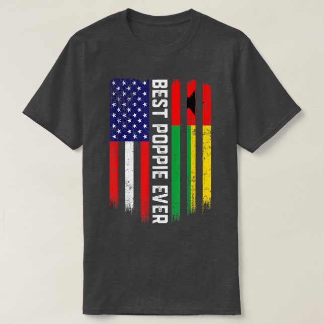 Camiseta American Flag & GuineaBissau Flag Best Poppie Ever (Diseño del anverso)