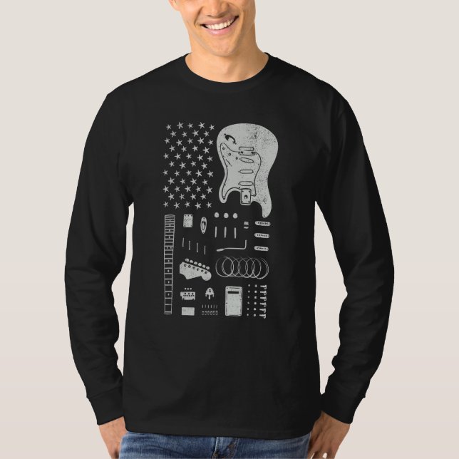 Camiseta American Flag Guitar 4th of July Guitarist USA Cou (Anverso)