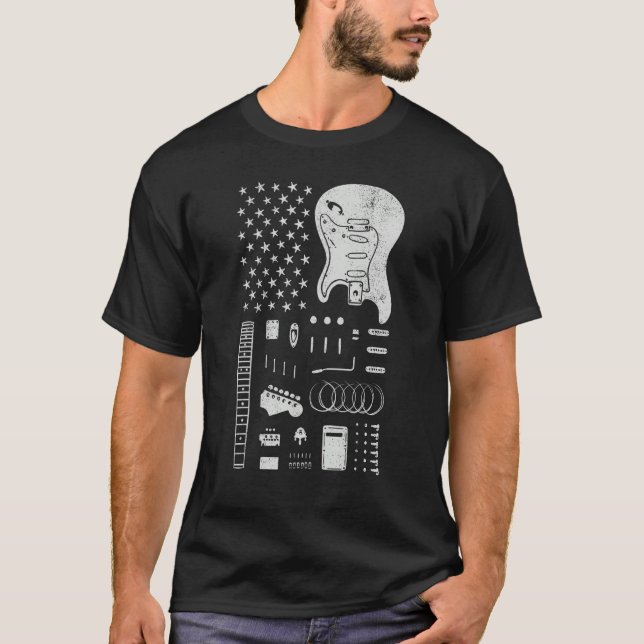 Camiseta American Flag Guitar 4th of July Guitarist USA Cou (Anverso)