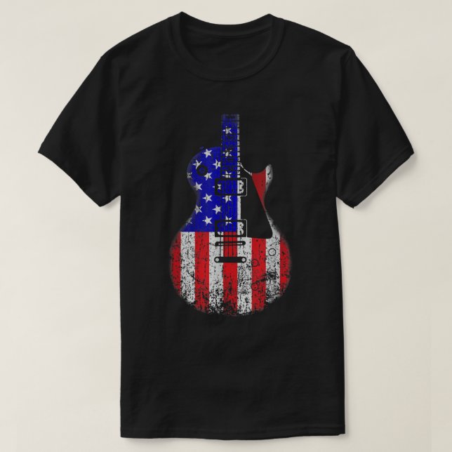 Camiseta American Flag Guitar 4th Of July Pride Guitarist V (Diseño del anverso)