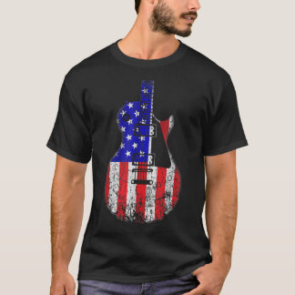 Camiseta American Flag Guitar 4th Of July Pride Guitarist V