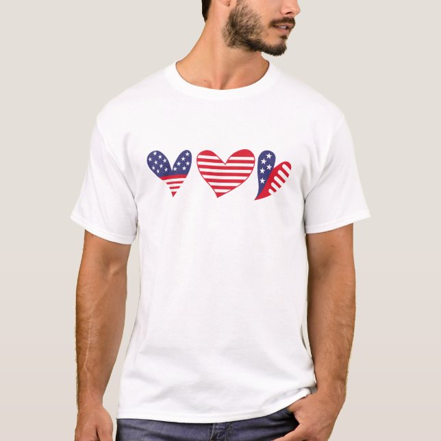 Camiseta American Flag Heart 4th of July (Anverso)