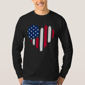 Camiseta American Flag Heart 4th of July Patriotic USA Flag
