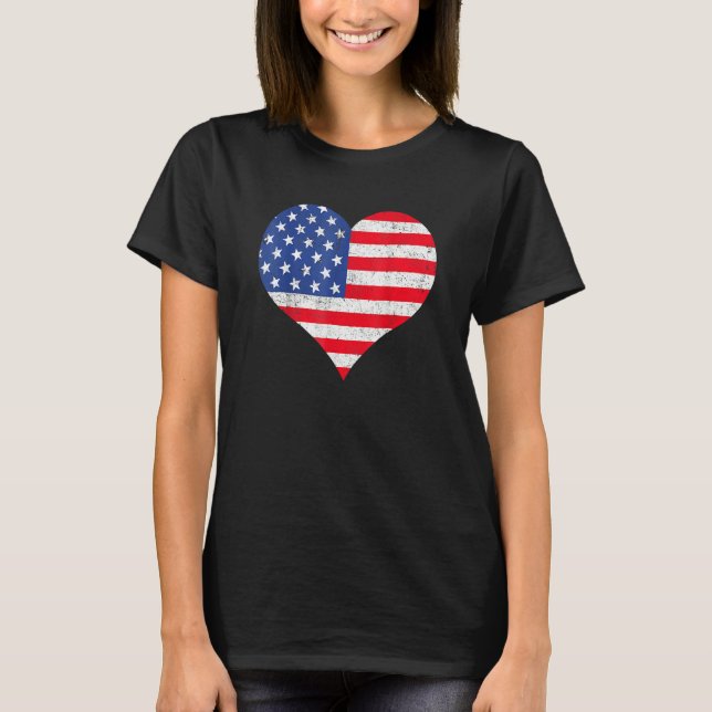 Camiseta American Flag Heart 4th Of July Usa Patriotic Prid (Anverso)