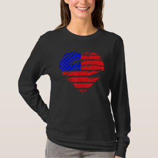 Camiseta American Flag Heart 4th of July USA Patriotic Prid