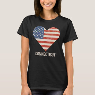 Camiseta American Flag Heart Connecticut 4th Of July Patrio