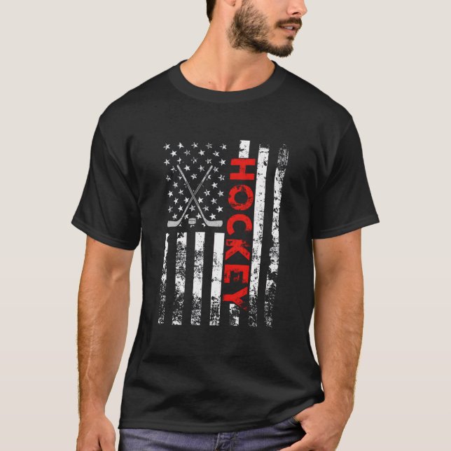 Camiseta American Flag Hockey Usa Patriotic (Anverso)