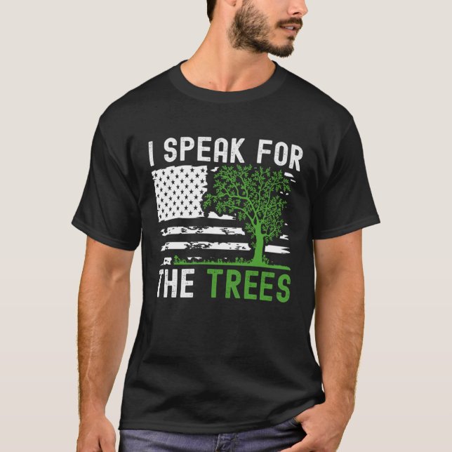 Camiseta American Flag I Speak For Trees Earth Day 2023 Ear (Anverso)