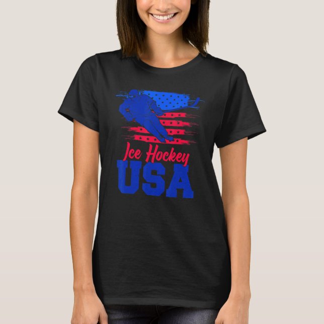 Camiseta American Flag Ice Hockey  Apparel USA Flag Support (Anverso)