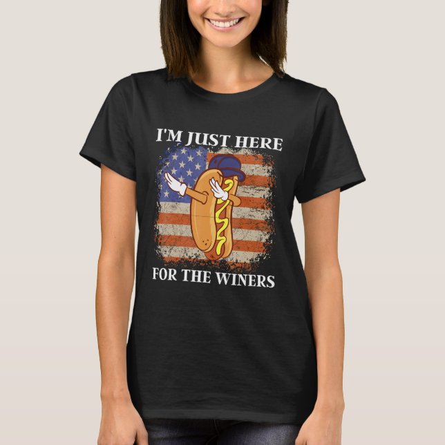 Camiseta American Flag I'm Just Here For The Wieners Dabbin (Anverso)