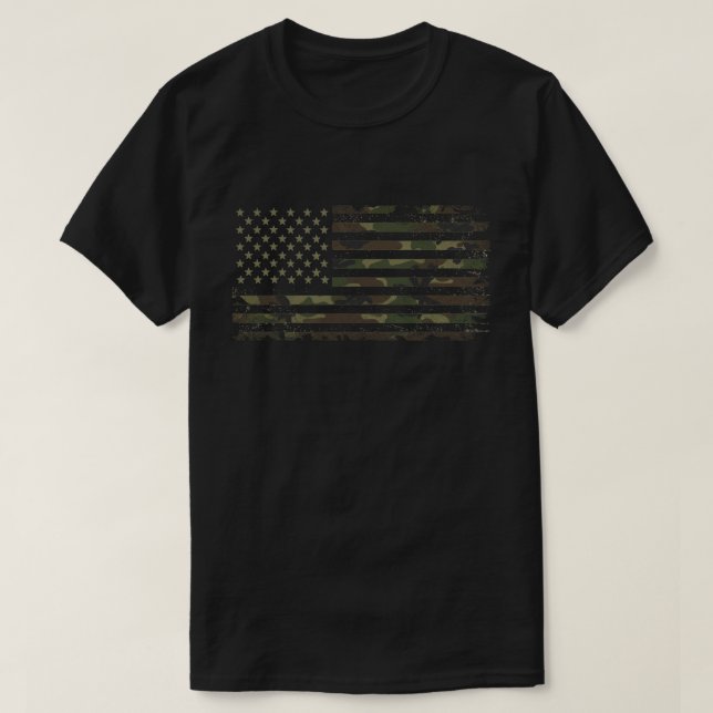 Camiseta American Flag In Military Camouflage Colors (Diseño del anverso)