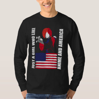Camiseta American Flag - Just a Girl who Like Anime and Ame