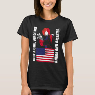 Camiseta American Flag - Just a Girl who Like Anime and Ame